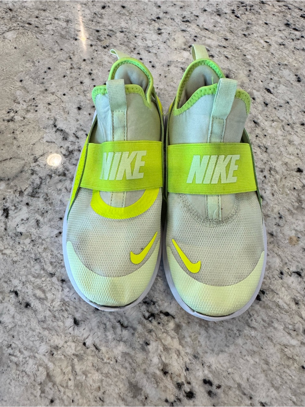 Nike Kids Slip-On Sneakers in Neon Yellow and Light Gray